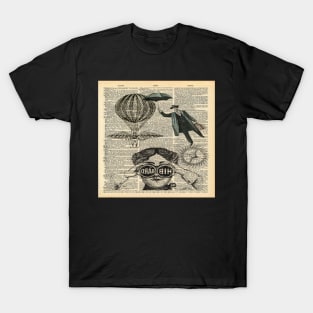 Dark Academia binoculars hot air balloon victorian steampunk T-Shirt